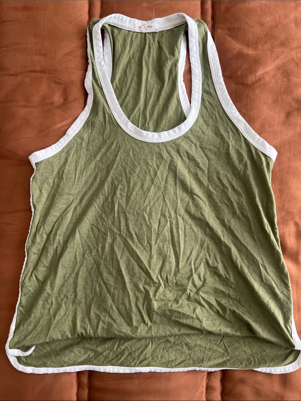 rag & bone Olive Green Racerback Tank with White Trim